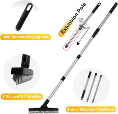 ITTAHO 2 Pack Grout Brush with Long Handle, Swivel Cleaning Grout Line Scrubber for Bathroom,Tile,Baseboard,Walk in Shower,Corner & Narrow Space (Black)