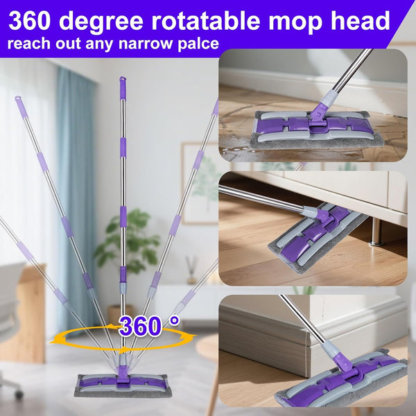 360 Rotating Adjustable Cleaning Mop Triangle Mop With 4 Mop Head, Microfiber Cleaning Mops For - View #5