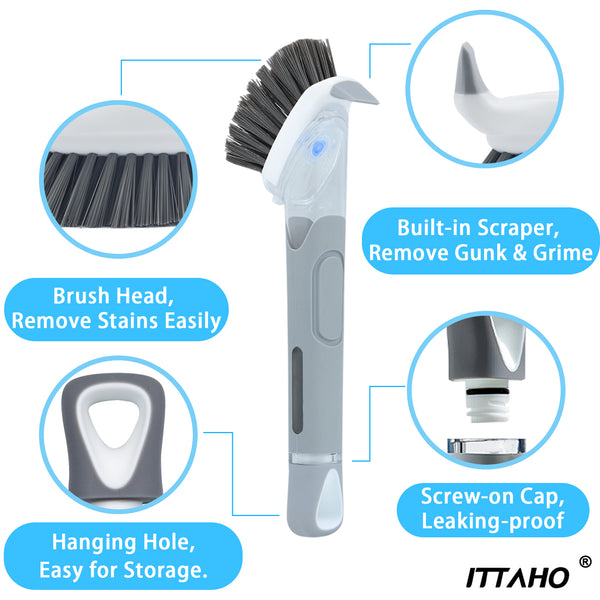 ITTAHO Dish Scrub Brush Kit, Kitchen Brush Set for Cleaning - 3 Pack