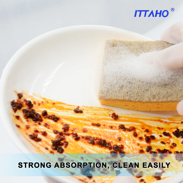 Dish Sponge Oil Free Household Cleaning For Kitchen Non-Scratch Cellulose Scrub  Sponge Dual-Sided Dishwashing