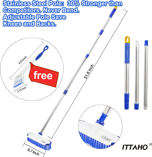 ITTAR 2-in-1 Floor Scrub Brush, Long Handle Scrub Brush, All-purpose C –  ittar