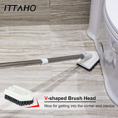 ITTAHO Extendable Shower Scrubber with Replaceable Bristle & Sponge Head for Cleaning