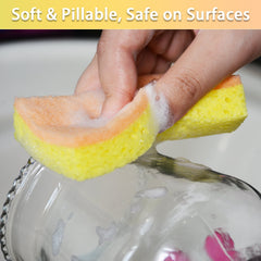 ITTAHO 12 Pcs Kitchen Cleaning Sponges, All-Purpose Non-Scratch S-Shape Scrubbing Sponge, Orange+Yellow - ITTAHO