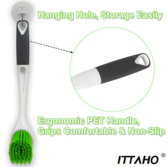ITTAHO Dish Scrubber Set, Kitchen Brush for Cleaning with Scraper Edge - 3 Pack