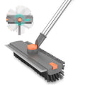 ITTAHO Rotatable Floor Scrub Brush with Long Handle, 3 in 1 Stiff Bristles Deck Brush with Squeegee
