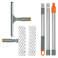 ITTAHO Squeegee for Window Cleaning, Long Handle Cleaner Tool, 11” Microfiber Cloth and 12” Squeegee Cleaner Kit