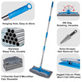 ITTAHO Blue Microfiber Mop for Floor Cleaning Wet Dry Flat Mop with Telescopic Handle, 4 Pads