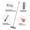 ITTAHO Rotatable Floor Scrub Brush with Long Handle, 3 in 1 Stiff Bristles Deck Brush with Squeegee
