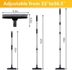 ITTAHO 2 Pack Grout Brush with Long Handle, Swivel Cleaning Grout Line Scrubber for Bathroom,Tile,Baseboard,Walk in Shower,Corner & Narrow Space (Black)