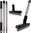 ITTAHO 2 Pack Grout Brush with Long Handle, Swivel Cleaning Grout Line Scrubber for Bathroom,Tile,Baseboard,Walk in Shower,Corner & Narrow Space (Black)