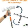 ITTAHO Squeegee for Window Cleaning, Long Handle Cleaner Tool, 11” Microfiber Cloth and 12” Squeegee Cleaner Kit