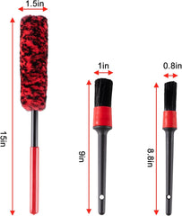 ITTAHO 4 Pack Car Wash Brush Wheel Cleaning Woolies Brush Detailing Brush and Stiff Tire Brush Tires Wheel Brushes