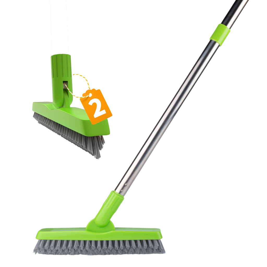 ITTAHO 2 Pack Grout Brush with Long Handle, Swivel Cleaning Grout Line Scrubber(Green)