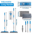 ITTAHO Blue Microfiber Mop for Floor Cleaning Wet Dry Flat Mop with Telescopic Handle, 4 Pads