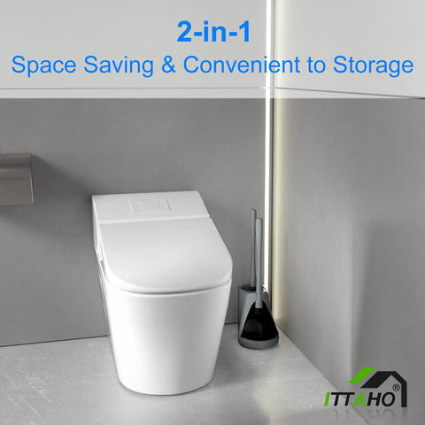 ITTAHO 2-in-1 Toilet Plunger & Bowel Brush Set, Bathroom Toilet Cleaning Brush with Holder