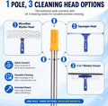 52 inch Long Extension Pole, Window Squeegee Poles Attachment Replacement, Adjustable Stainless Steel Pole
