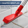 ITTAHO 2 Pack Grout Brush with Long Handle, Swivel Cleaning Grout Line Scrubber, Extendable Handle Grout Cleaner Brush Red