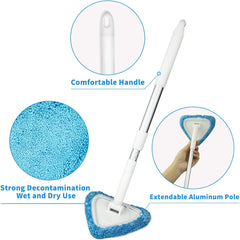 Windshield Cleaning Tool, Car Window Cleaner with Extendable Long Handle and 3pcs Washable Reusable Microfiber Pads