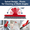ITTAHO 2 Pack Grout Brush with Long Handle, Swivel Cleaning Grout Line Scrubber, Extendable Handle Grout Cleaner Brush Red