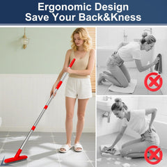 ITTAHO 2 Pack Grout Brush with Long Handle, Swivel Cleaning Grout Line Scrubber, Extendable Handle Grout Cleaner Brush Red