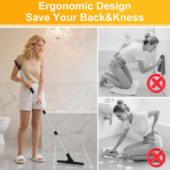 ITTAHO 2 Pack Grout Brush with Long Handle, Swivel Cleaning Grout Line Scrubber for Bathroom,Tile,Baseboard,Walk in Shower,Corner & Narrow Space (Black)
