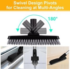 ITTAHO 2 Pack Grout Brush with Long Handle, Swivel Cleaning Grout Line Scrubber for Bathroom,Tile,Baseboard,Walk in Shower,Corner & Narrow Space (Black)