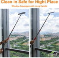 ITTAHO Squeegee for Window Cleaning, Long Handle Cleaner Tool, 11” Microfiber Cloth and 12” Squeegee Cleaner Kit
