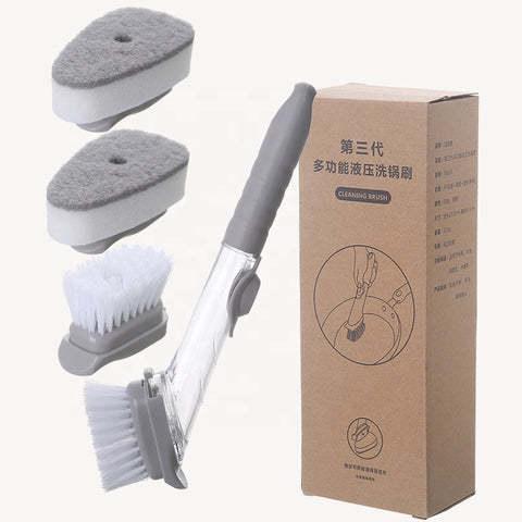 Kitchen Tools Cleaning Brushes Long Handle Dishwashing Scourer Sponge Sink Dishes Scrubber Brush Auto Add Cleaner Liquid