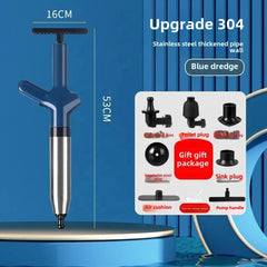 Hot Sale One-Stop Stainless Steel Plunger Blaster Inflator Pump High Pressure Air Toilet Drain Blaster for Unclogging Toilet