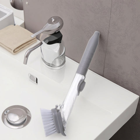 Kitchen Tools Cleaning Brushes Long Handle Dishwashing Scourer Sponge Sink Dishes Scrubber Brush Auto Add Cleaner Liquid