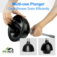 ITTAHO 2-in-1 Toilet Plunger & Bowel Brush Set, Bathroom Toilet Cleaning Brush with Holder
