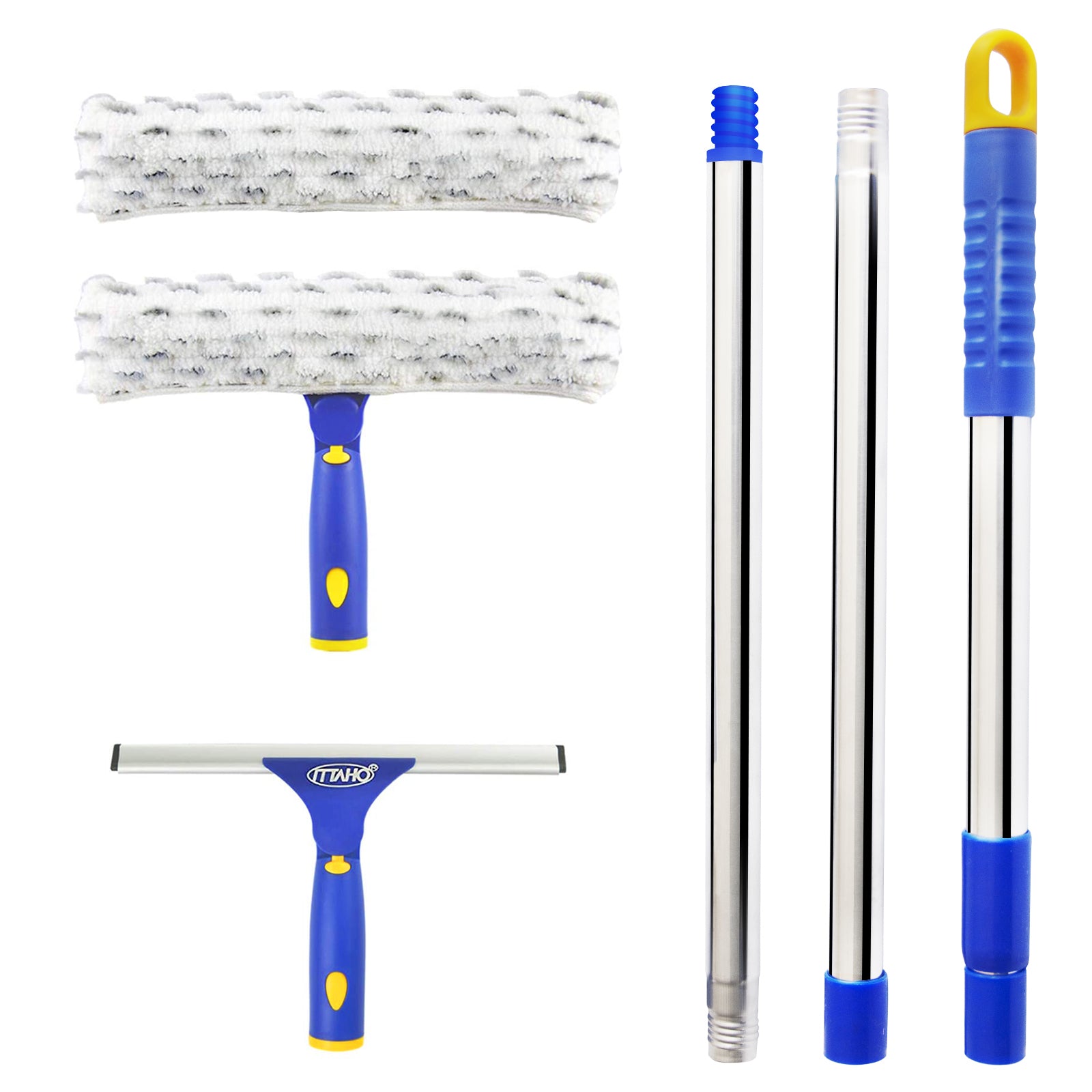 EVERSPROUT 5-to-12 Foot Swivel Squeegee & Microfiber Glass Window Scrubber, Window  Squeegee & Window Cleaning Kit, Light-Weight Window Washing Kit with  Extension Pole, Squeegee for Window Cleaning 13 feet