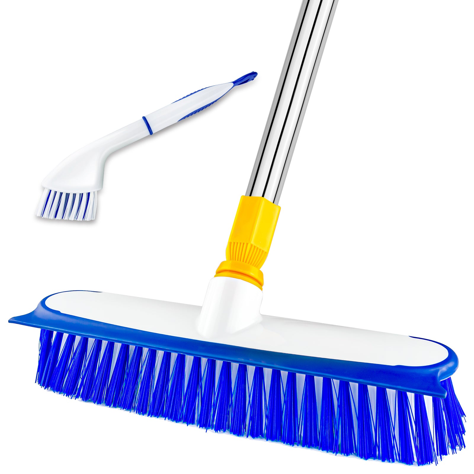 12 inch Wide Floor Scrub Brush with Long Handle & Small Grout