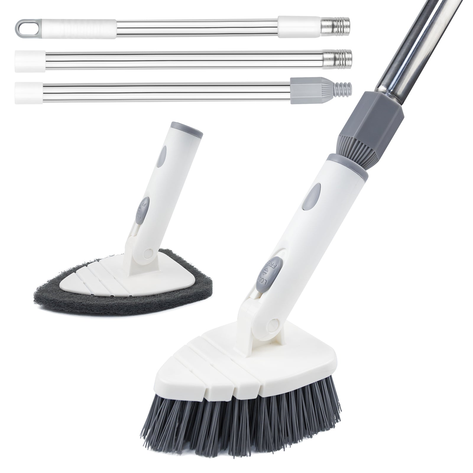 Floor Scrub Brush with Long Handle, 2 in 1 Scrape Brush Stiff Bristle Brush  Scrubber, Shower Cleaning Brush for Deck, Bathroom, Tub, Tile, Grout