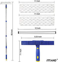 ITTAHO Double Sided Window Cleaner, Window Squeegee and Microfiber Scrubber with 53 inch Stainless Steel Pole, Long Handle Window Washing Equipment for Indoor Outside High Window Cleaning-Two Pads - ITTAHO