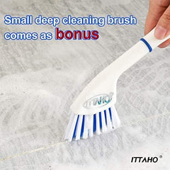 ITTAHO 12 inch Wide Floor Scrub Brush with Long Handle, Extendable Grout Cleaner Brush for Tile Floor, Deck, Patio, Marble, Garage, Kitchen, Bathroom, Extra Hand Grout Brush - ITTAHO