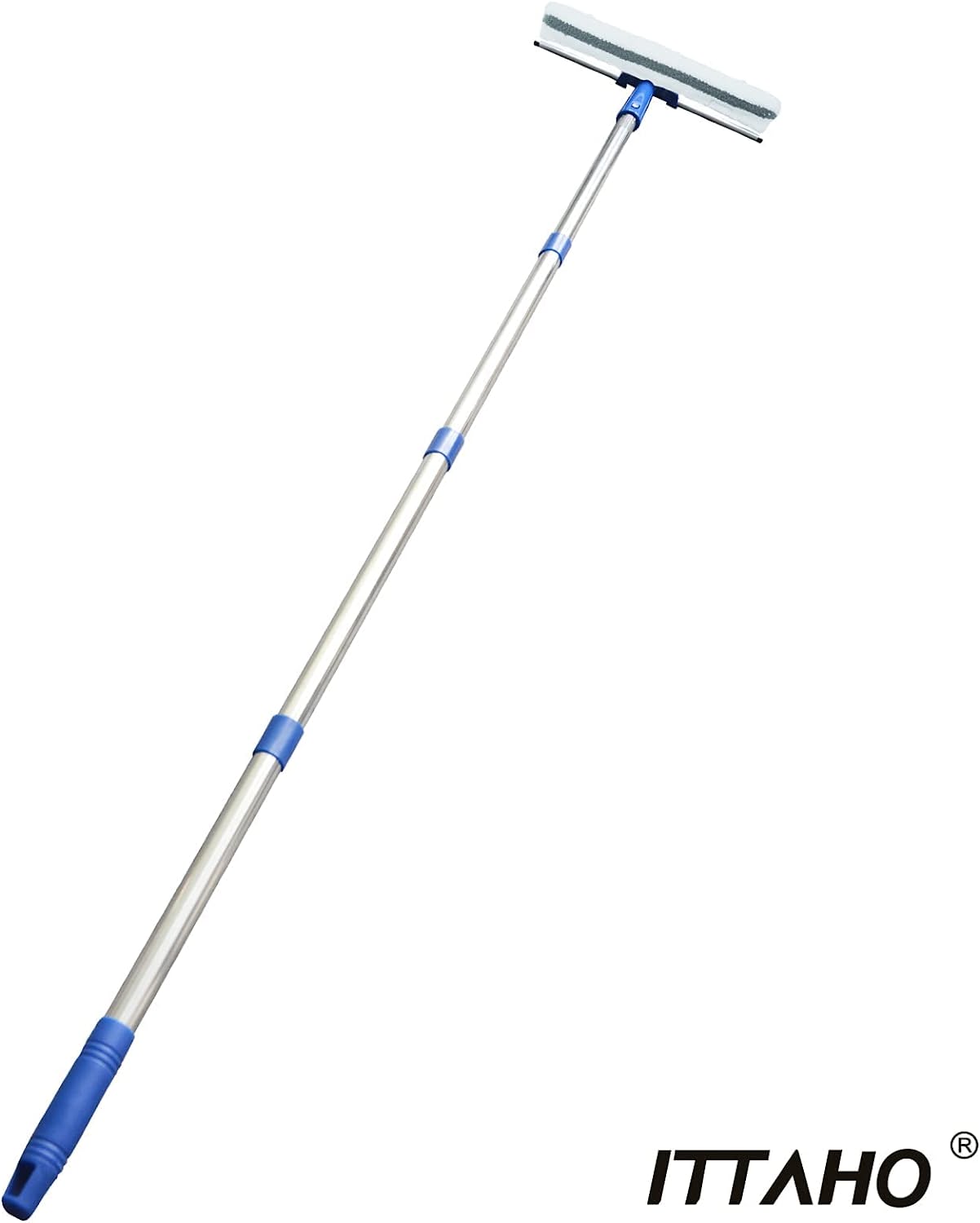 All Purpose Window Squeegee with 58 inch Long Handle, 2 Microfiber Pad