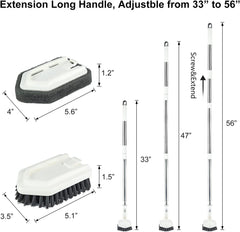 ITTAHO Extendable Shower Scrubber with Replaceable Bristle & Sponge Head for Cleaning