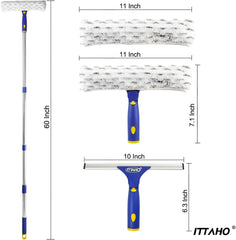 ITTAHO Window Cleaner Tool,12 Squeegee & 11 Microfiber Pad