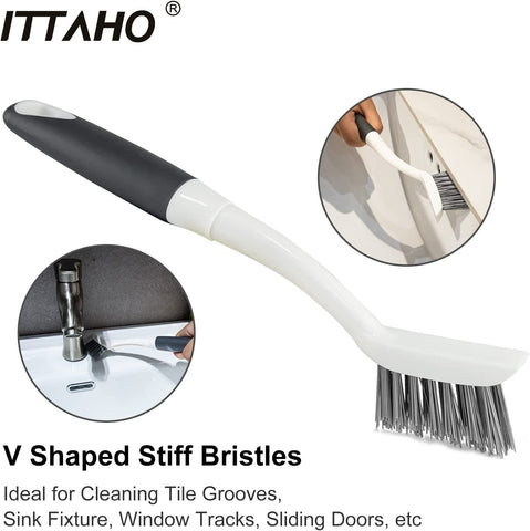 ITTAHO Extendable Shower Scrubber with Replaceable Bristle & Sponge Head for Cleaning