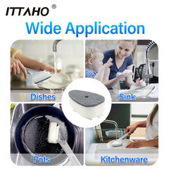 Dish Brush with Soap Dispenser & 3 Pack Dishwashing Sponge Refills – ITTAHO