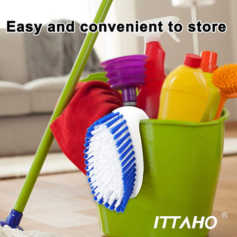 ITTAHO All Purpose Scrub Brush for Cleaning, Stiff Bristle Cleaning Brush with Non-Slip Grip for Bathroom Tile Floor-2 Pack - ITTAHO