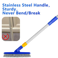 Swivel Grout Brush with Long Handle - Stiff Bristle Scrubber, V-Shaped  Grout Cleaner Brush with Telescopic Handle for Easy Cleaning & Storage -  Grout