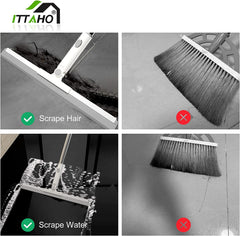 ITTAHO Floor Squeegee with Adjustable Long Handle, Water Cleaning Silicone Broom Scrubber
