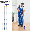 ITTAHO Upgraded 53" Long Extension Pole for Window Squeegee, Adjustable 3 Piece Extendable Pole with 2 Type of Removable Adaptors for Paint Roller, All Household Cleaning Tools - ITTAHO
