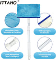 ITTAHO Lightweight Window Squeegee,Car Windshield Squeegee with Extra Spray Bottle, Household Mirror Cleaning Tool with Extension Pole for Shower Glass Door-2 Microfiber Pads - ITTAHO