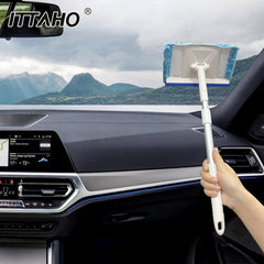 ITTAHO Lightweight Window Squeegee,Car Windshield Squeegee with Extra Spray Bottle, Household Mirror Cleaning Tool with Extension Pole for Shower Glass Door-2 Microfiber Pads - ITTAHO