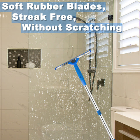 Window Cleaning Squeegee Microfiber Scrubber Combi with Long Handle – ITTAHO