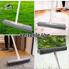 ITTAHO Rubber Broom Carpet Rake with Silicone Squeegee for Removing Dust Pet Hair