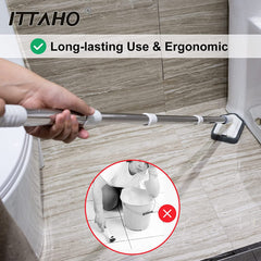 ITTAHO Extendable Shower Scrubber with Replaceable Bristle & Sponge Head for Cleaning